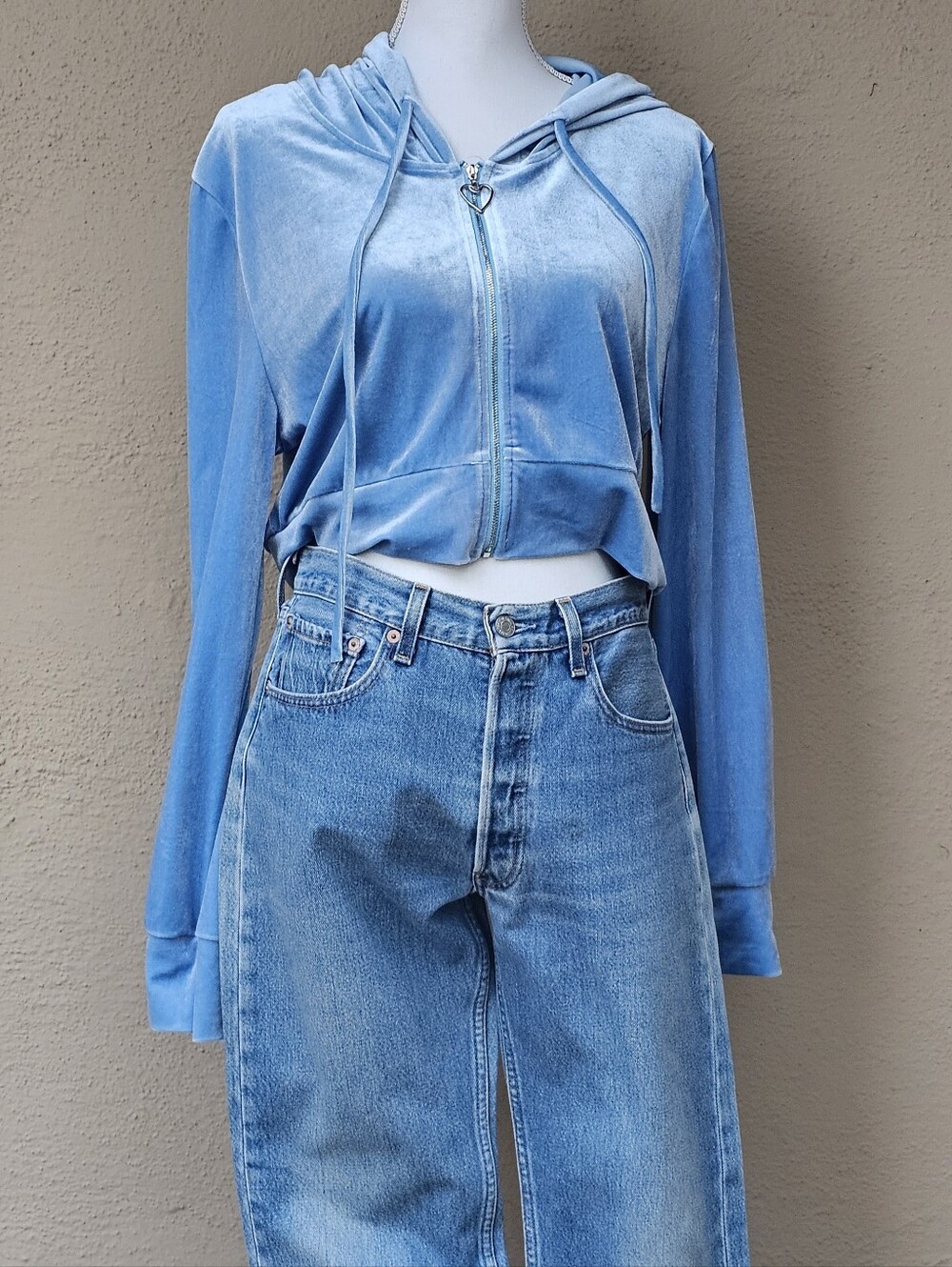 Princess Polly Crushed Velvet Cropped Zip Up Hoodie Sz XL